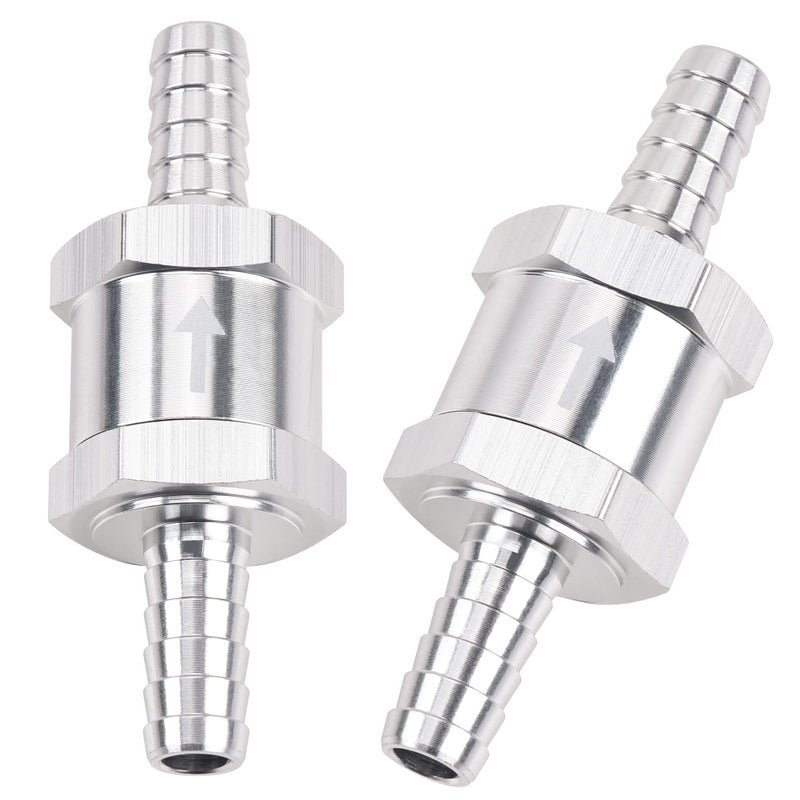 EVIL ENERGY 3/8" Fuel Check Valve One Way Inline Non Return Diesel Gasoline Silver (10mm OD,2PCS) - Image 1